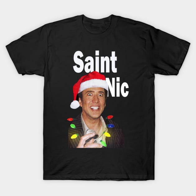 Nicholas Cage Saint Nic Christmas Design T-Shirt by Tom.Tom.Tom